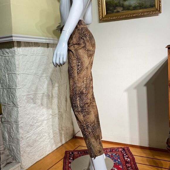 Lauren Ralph Lauren Brown & Tan Snakeskin Print Skinny Ankle Zip Pants - Picture 8 of 14